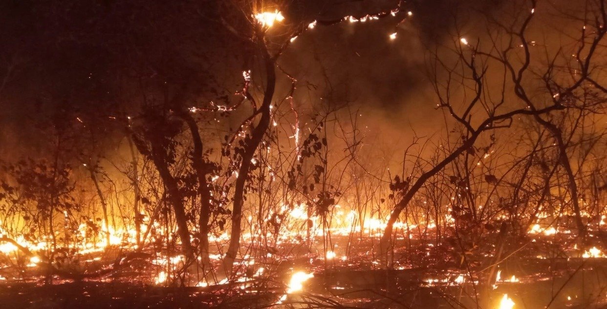 INCENDIO FORESTAL SE DESCONTROLA EN ROBORÉ Y HAY TRES COMUNIDADES EN RIESGO