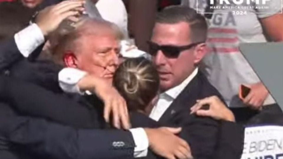 DISPARAN CONTRA DONALD TRUMP  EN MITIN POLÍTICO