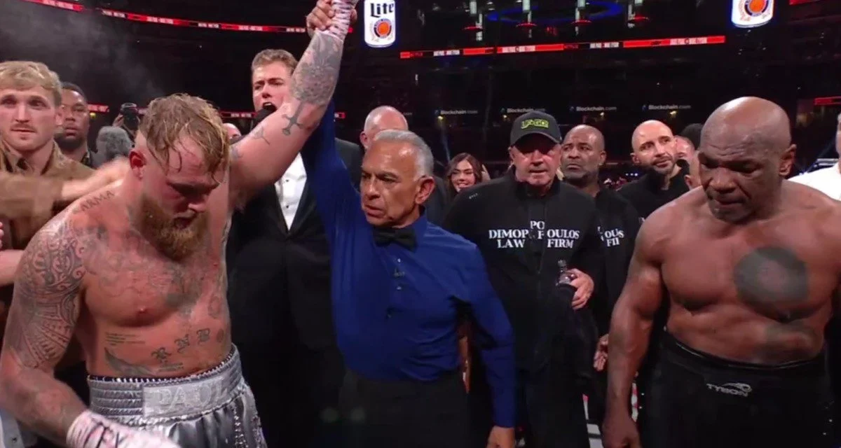 JAKE PAUL DERROTÓ POR DECISIÓN UNÁNIME A MIKE TYSON, EXCAMPEÓN DE LOS PESADOS