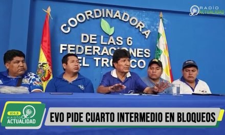 EVO PIDE CUARTO INTERMEDIO Y ANUNCIA HUELGA