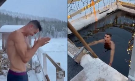 CRISTIANO RONALDO SE METIÓ A UNA PISCINA HELADA DURANTE SUS VACACIONES NAVIDEÑAS  