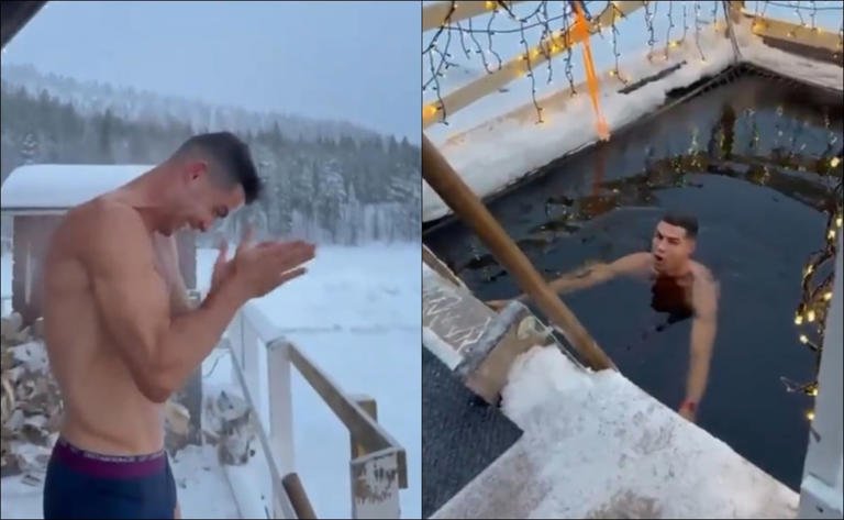CRISTIANO RONALDO SE METIÓ A UNA PISCINA HELADA DURANTE SUS VACACIONES NAVIDEÑAS  