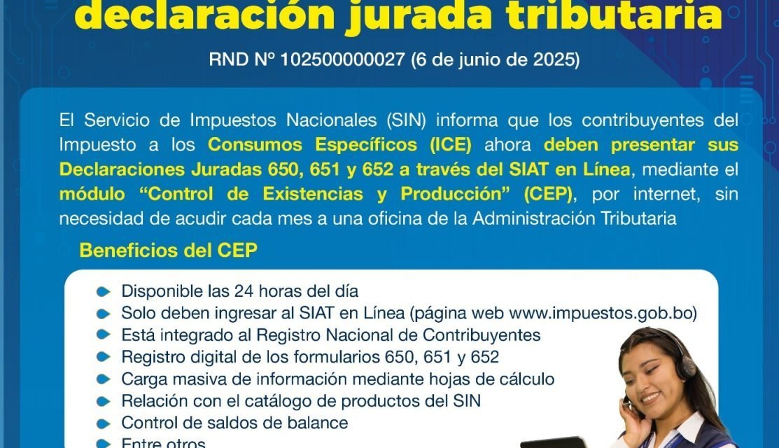 LOS CONTRIBUYENTES DEL ICE DEBEN HACER SUS DECLARACIONES JURADAS MEDIANTE EL MÓDULO DIGITAL CEP 