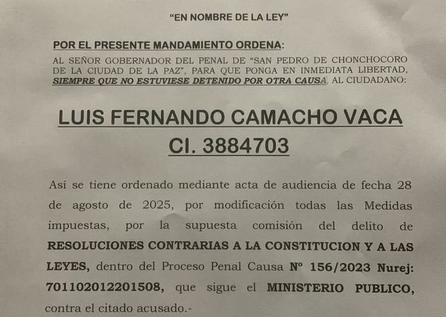 EL MANDAMIENTO DE LIBERTAD DEL GOBERNADOR CAMACHO
