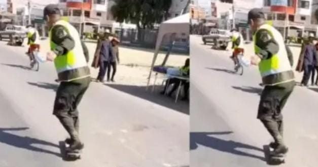 POLICÍA SORPRENDE CON HABILIDAD EN PATINETA Y SE VUELVE VIRAL